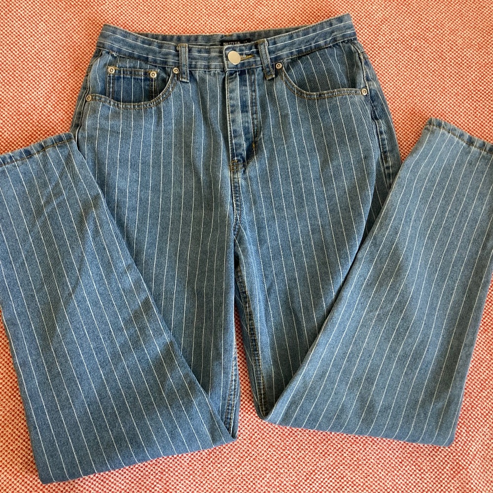 Railroad striped Mom Jeans